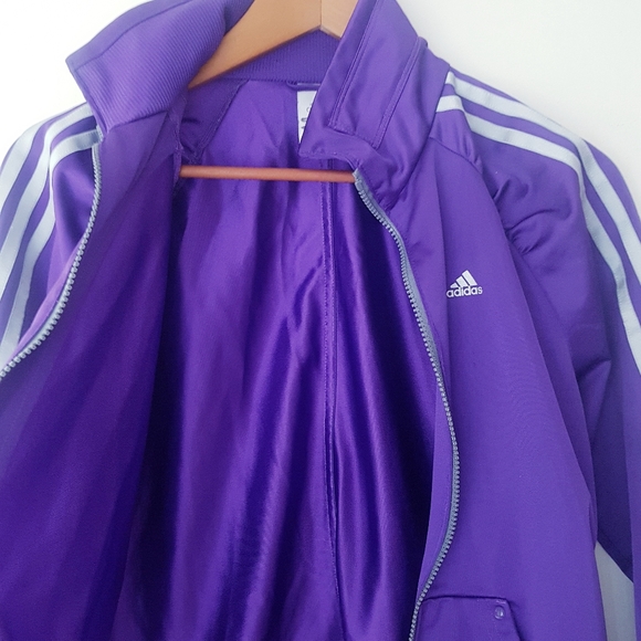 ADIDAS Purple Ruffled Raglan Shoulder Zip-Up Track Jacket - Picture 9 of 13